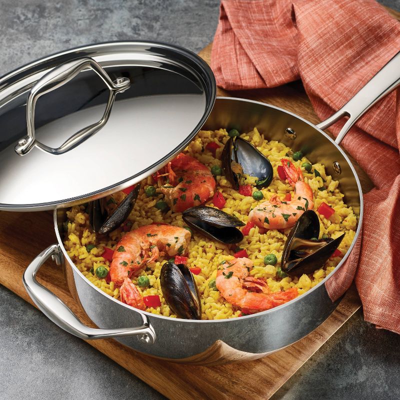 Tramontina Gourmet Tri-Ply Clad 3qt Deep Saute Pan with Lid Silver