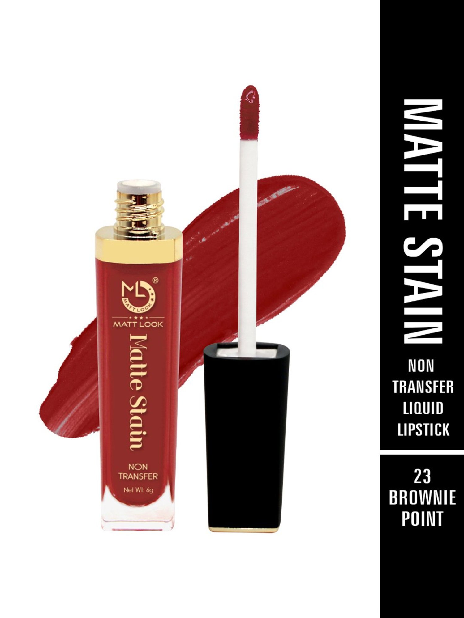 Matt Look Matte Stain Non Transfer Liquid Lipstick 23 Brownie Point - 6 gm