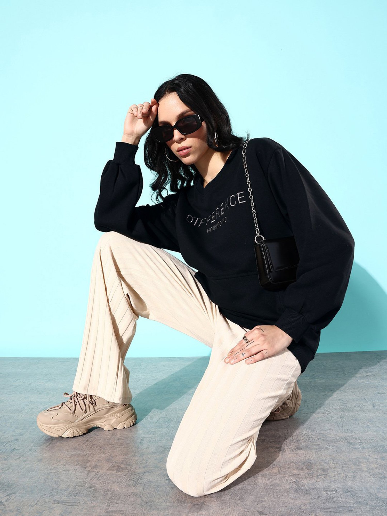 Difference of Opinion Black Fleece Graphic Print Oversized Sweatshirt