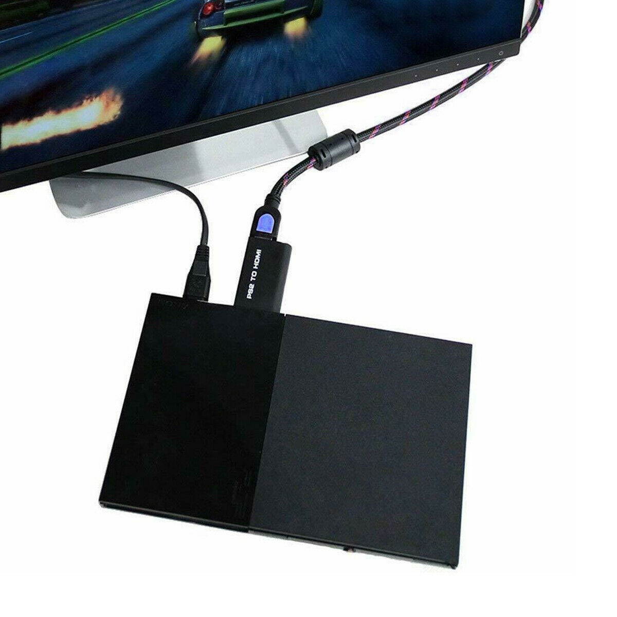 PS2 to HDMI Video Converter Adapter with 3.5mm Audio Output for HDTV Monitor