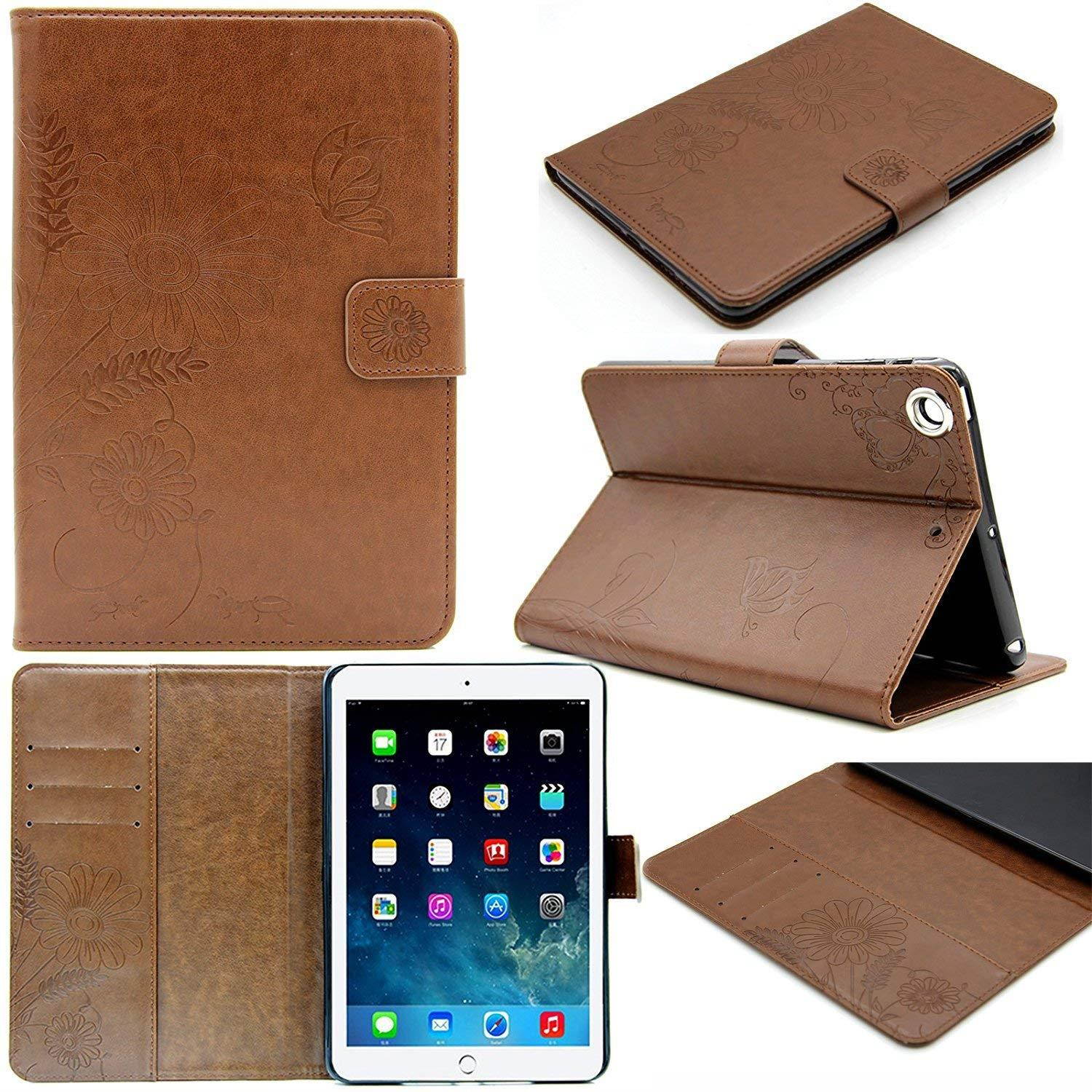 iPad mini 1/2/3 Case,Artyond Card Slot Stand Case Smart Magnetic Cover With [Auto Wake/Sleep Feature] Soft Micro Fiber TPU Leather Protective Case For Apple iPad mini 1 2 3 (Brown)