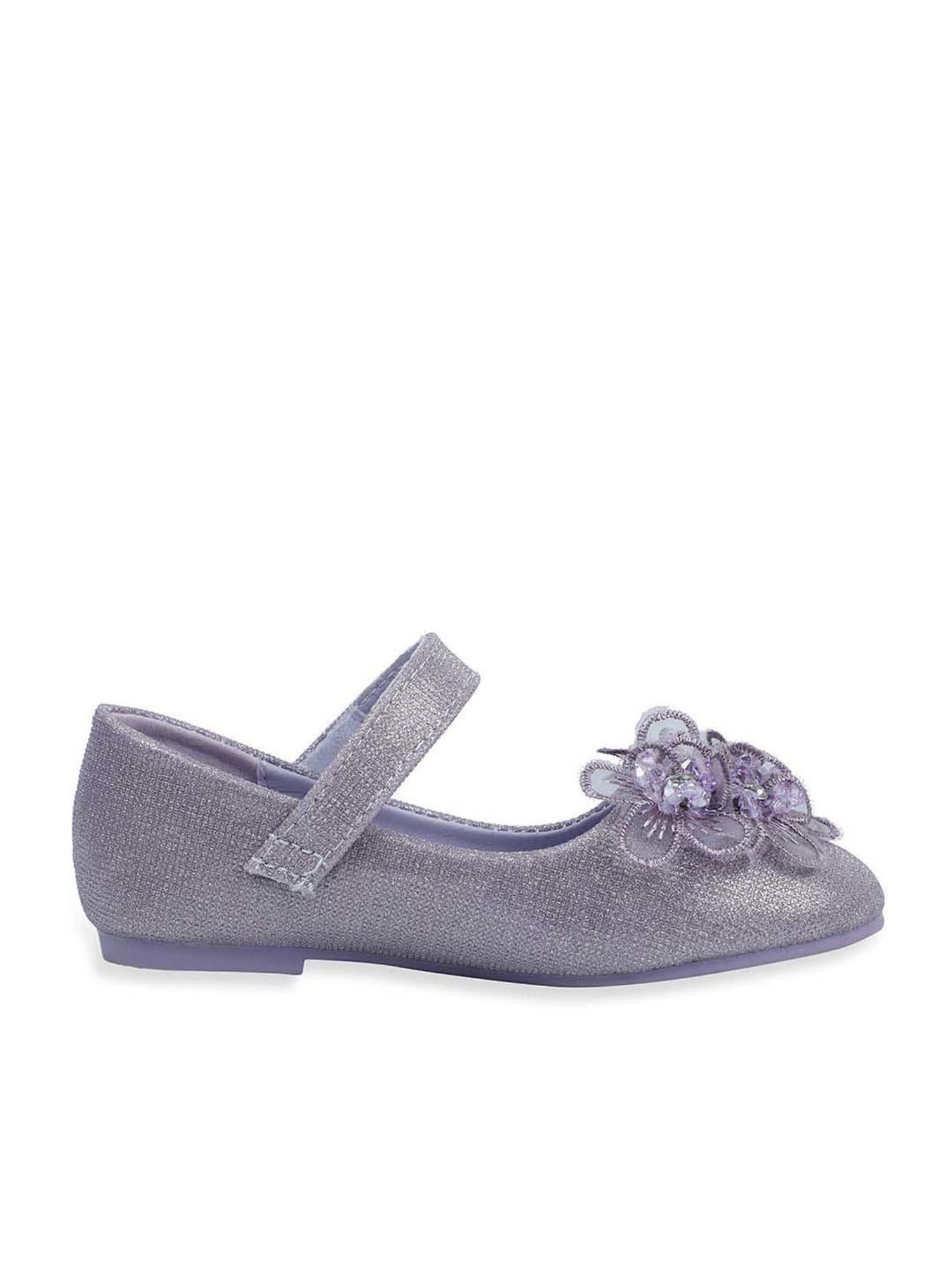 Baby Moo Kids Purple Bash Kids 3D Floral Mary Jane Shoes