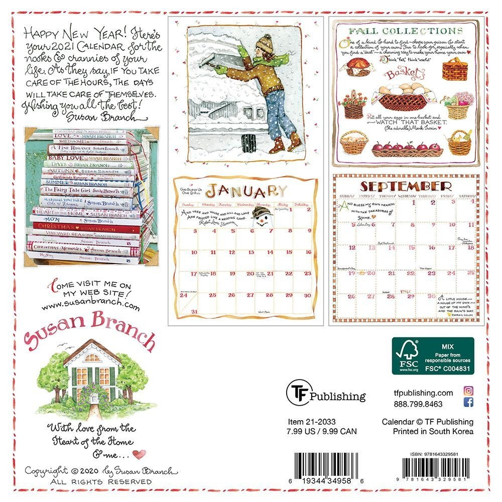 TF Publishing,  Susan Branch Heart of the Home Mini Wall Calendar 2021