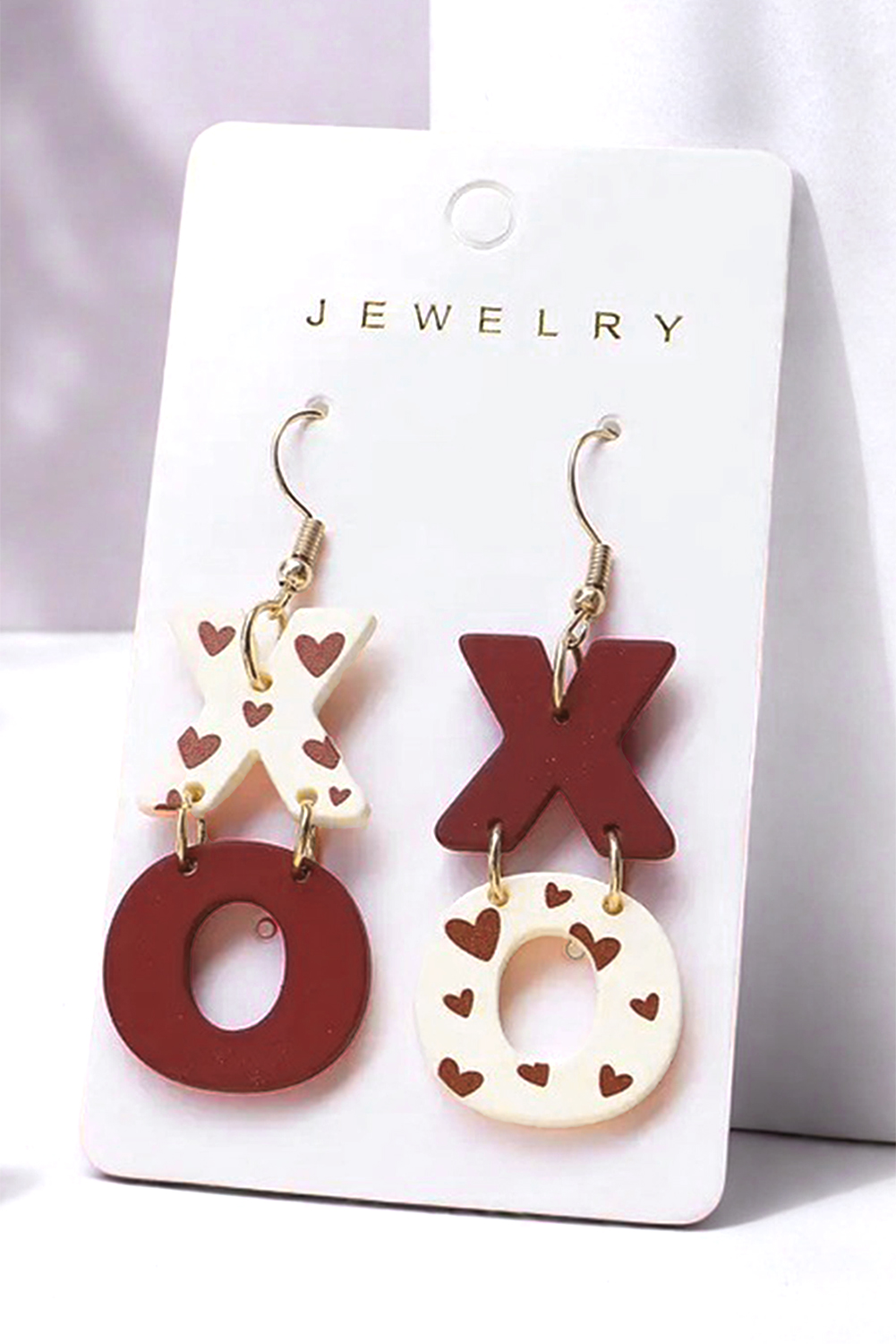 Khaki Hollow Out Wooden Chip Round Drop Earrings