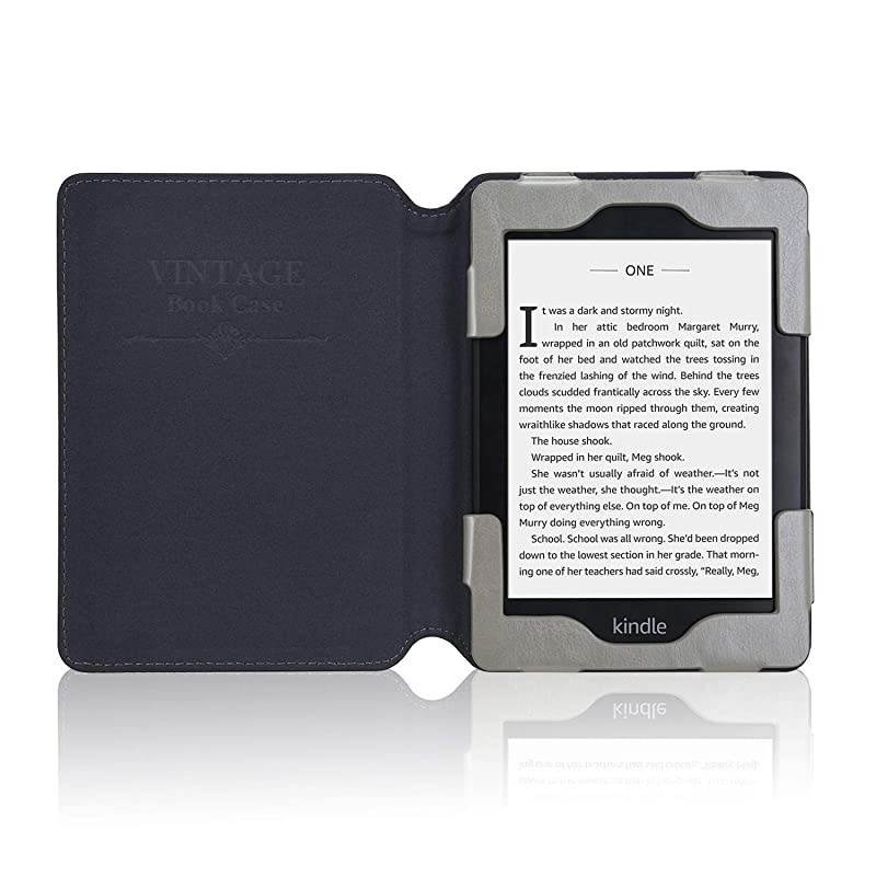 Case Fits All-New Kindle 10th Generation 2019 and 8th Gen 2016 ONLY (NOT FIT Kindle Paperwhite/Kindle Oasis), Folio Smart Leather Cover with Auto Wake Sleep & Front Pocket, Grey