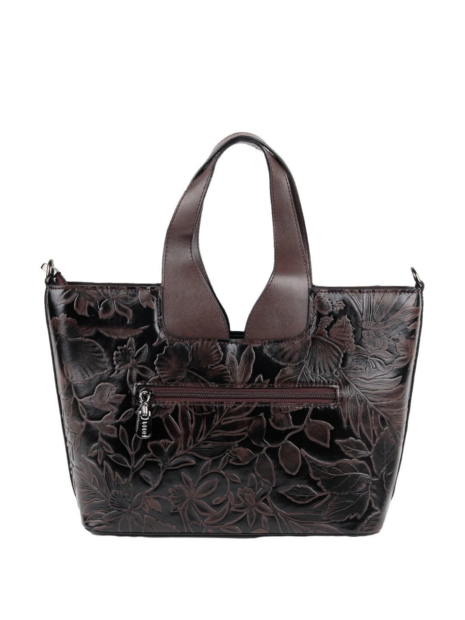 Odette Brown Floral Tote Handbag