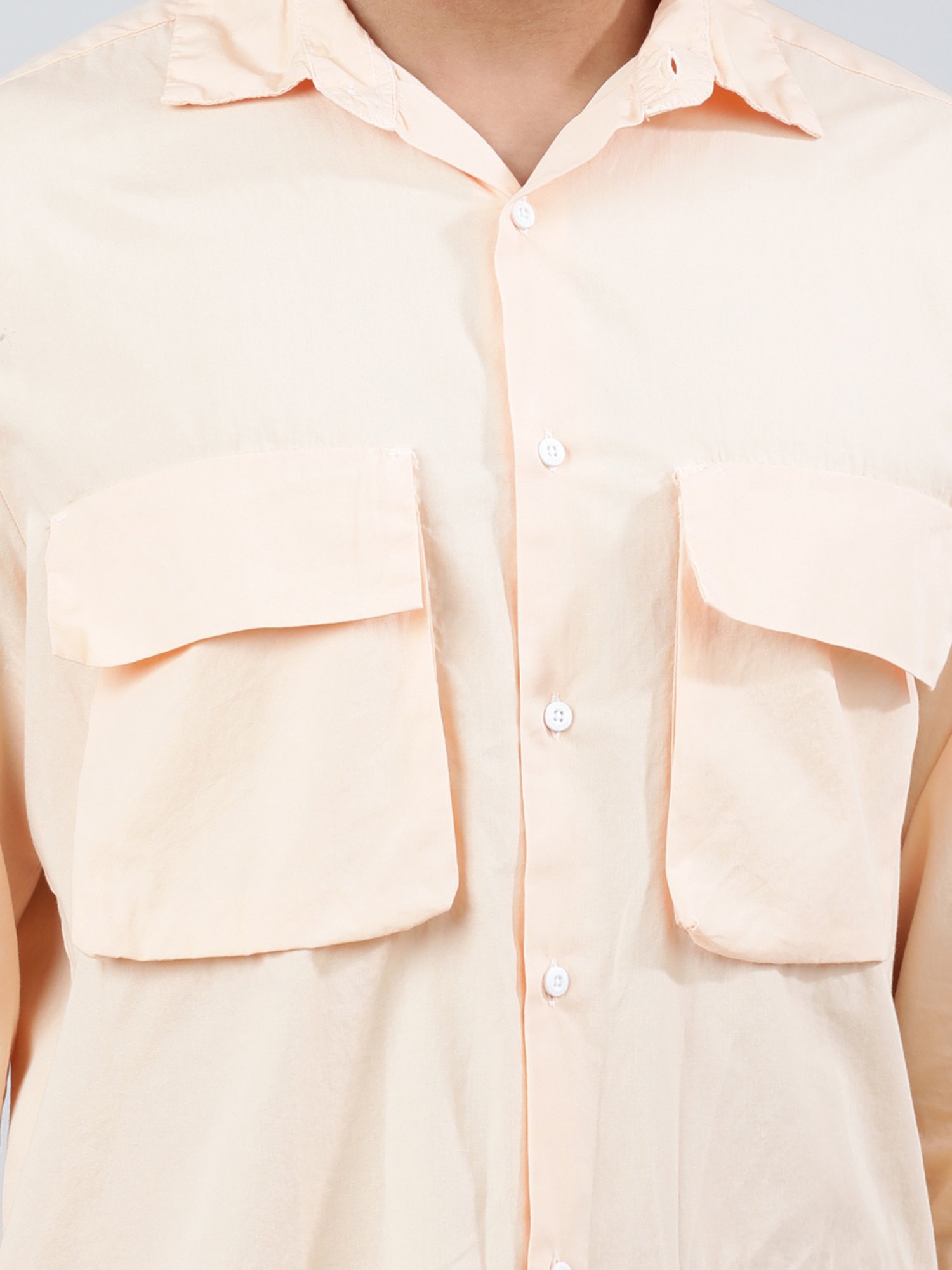 Bene Kleed Peach Relaxed Fit Cotton Shirt