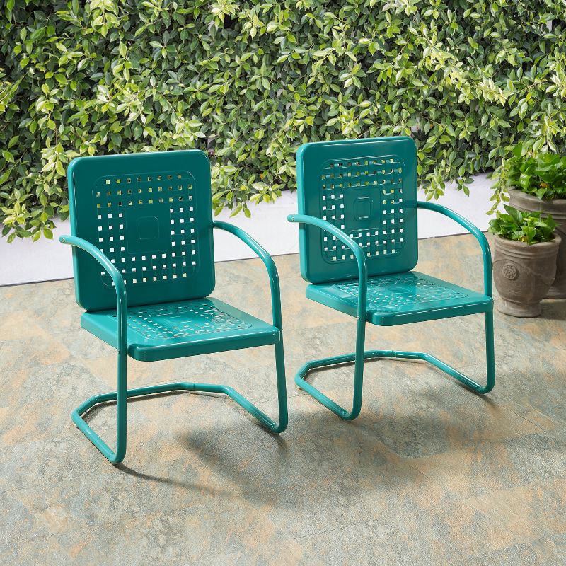 2pk Bates Outdoor Metal Chairs Turquoise - Crosley