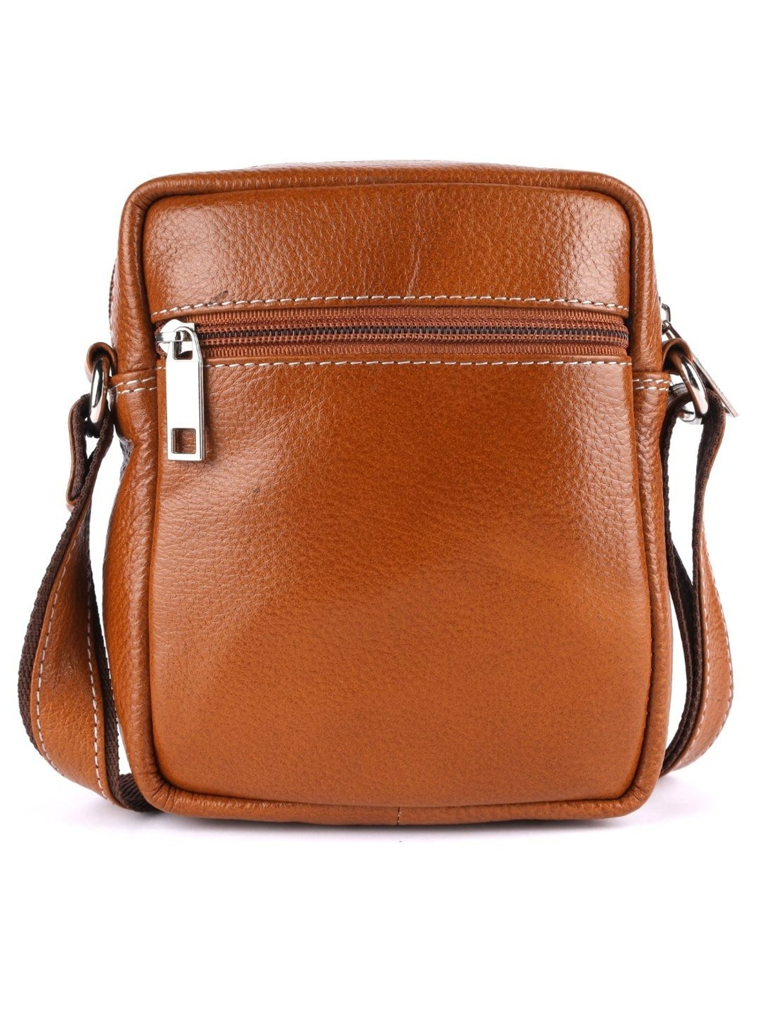HiLEDER Brown Textured Small Leather 7 inch Cross Body Bag
