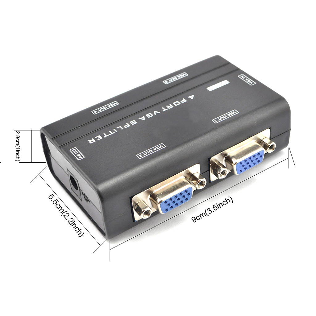 Mini 1 to 4 Port VGA Splitter Amplifier Video Monitor TV Projector Boosting 250M