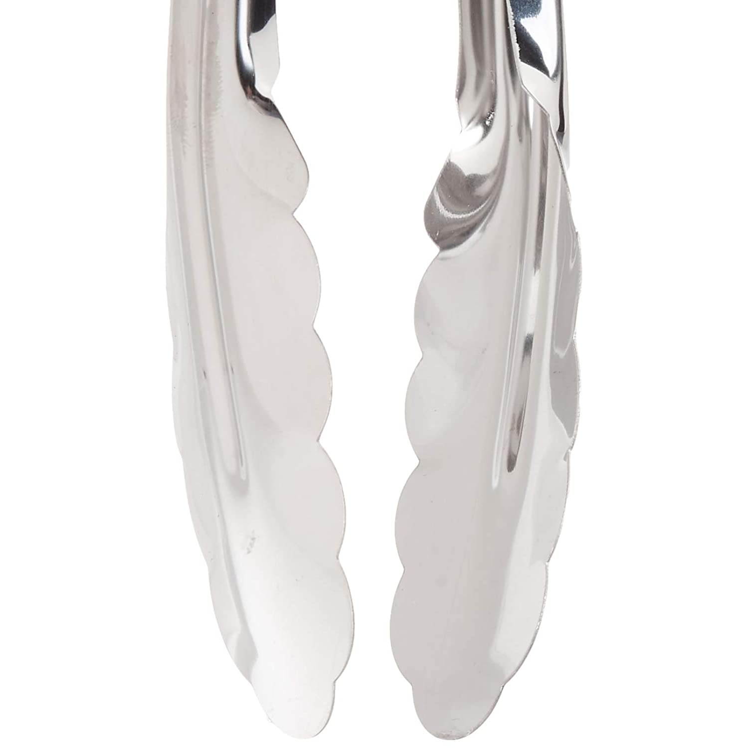 Chef Craft 20240-3PK Set of 3 Stainless Steel Clam Shell Food Service Tongs with Sliding Rings. Quality Construction, Dishwasher Safe, Silver