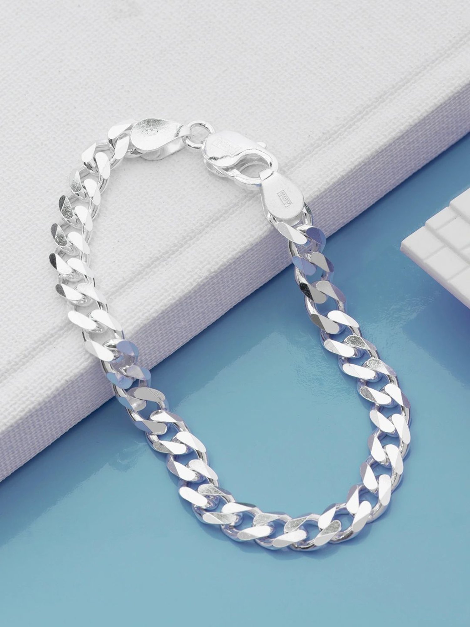 Zavya Classic Silver Elegance Men's 925 Sterling Silver Plated Bracelet