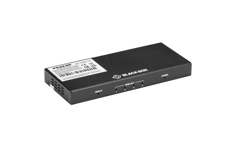 Black Box HDMI 2.0 4K60 Splitter - 1x4 - 4096 x 2160 - HDMI In - HDMI Out - Serial Port - Metal - TAA Compliant