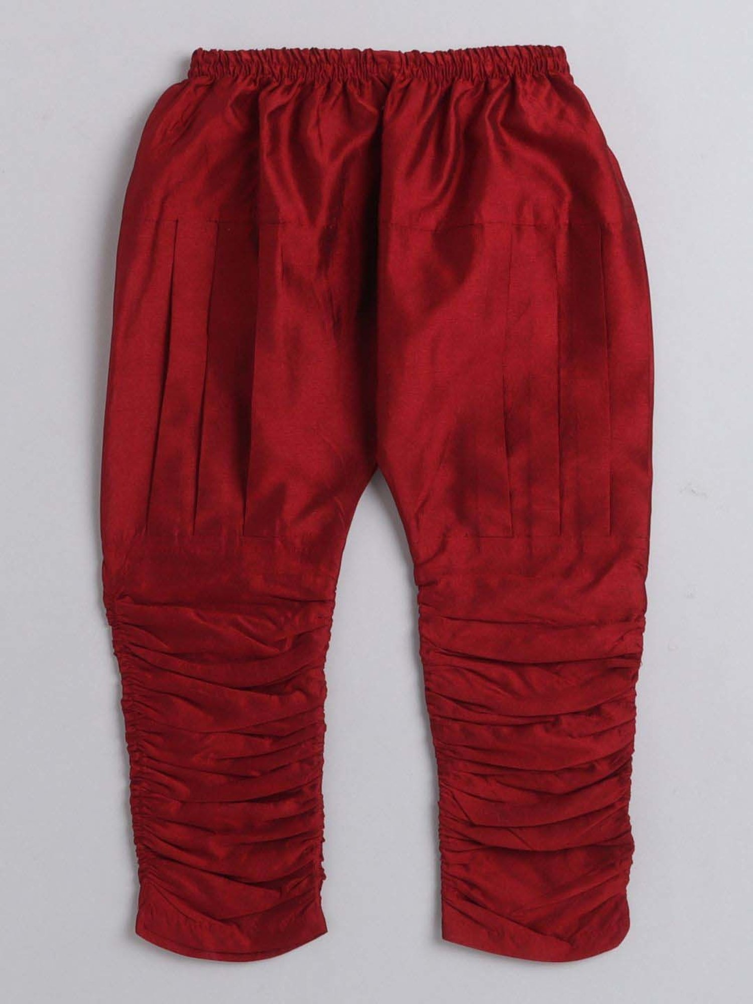 Ahhaaaa Kids Gold & Red Embellished Full Sleeves Sherwani Set