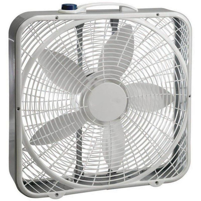 Lasko 3723 20 Inch 3-Speed Quiet Premium Steel High Air Volume Box Fan with Easy Carry Handle for Doorways, Windows and Home Rooms, White