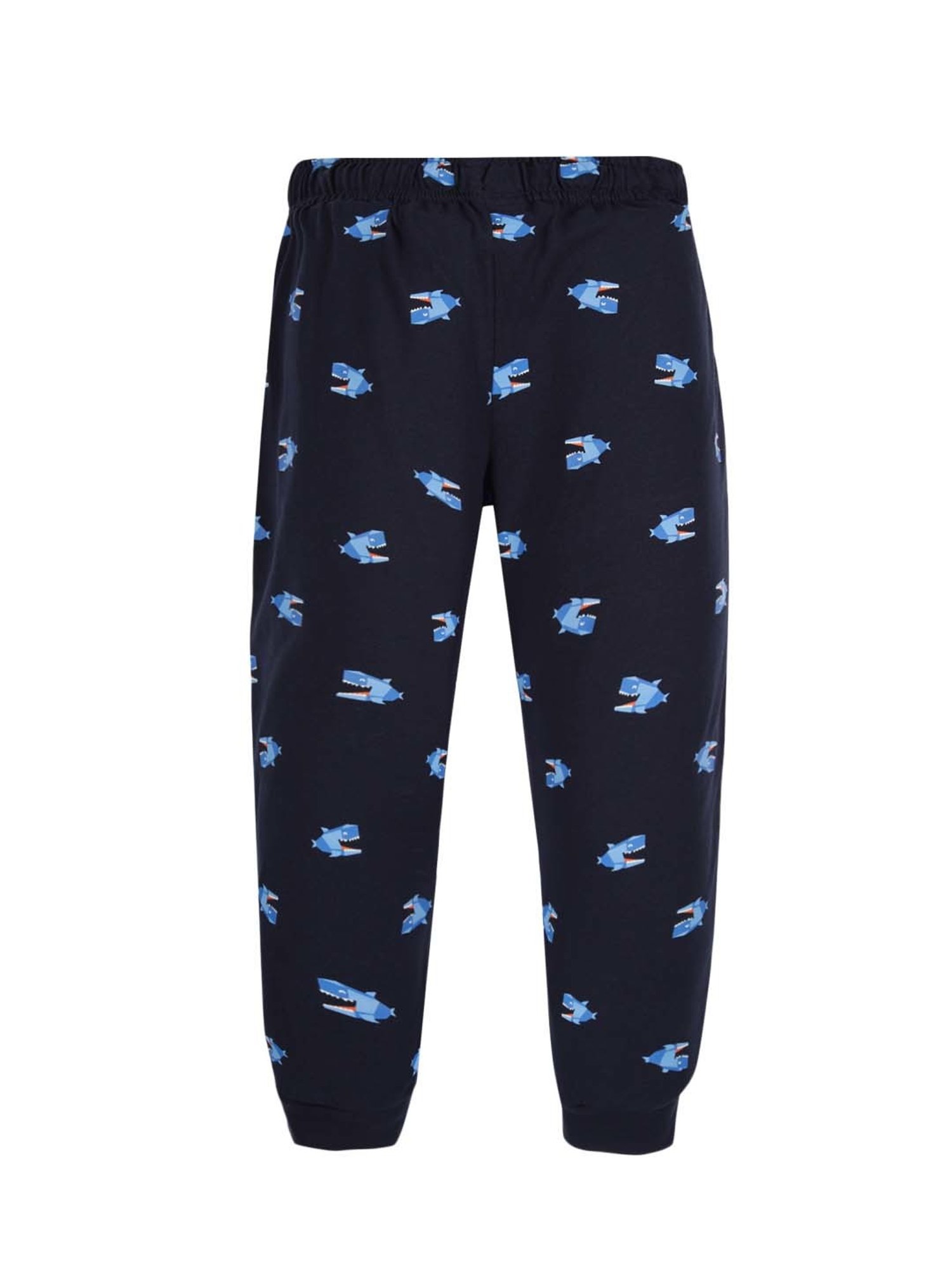 Plum Tree Kids Navy & Orange Cotton Printed Joggers (Pack of 2)