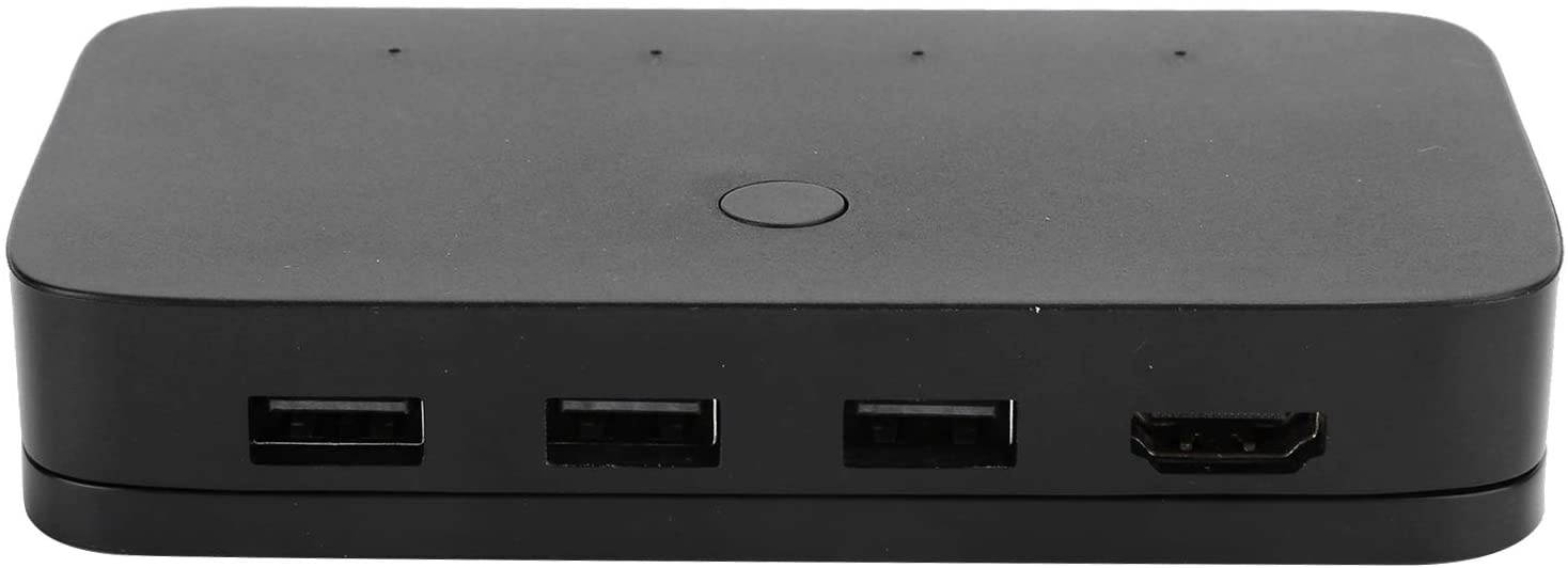 KVM Switch HDMI 4 Port Box, USB KVM Extender, Adaptive EDID/HDCP decryption, No Signal Loss or Latency, Plug & Play Without Driver