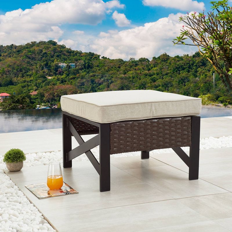 Newbury Premium Grade A Teak Wood Patio Ottoman White - Modway