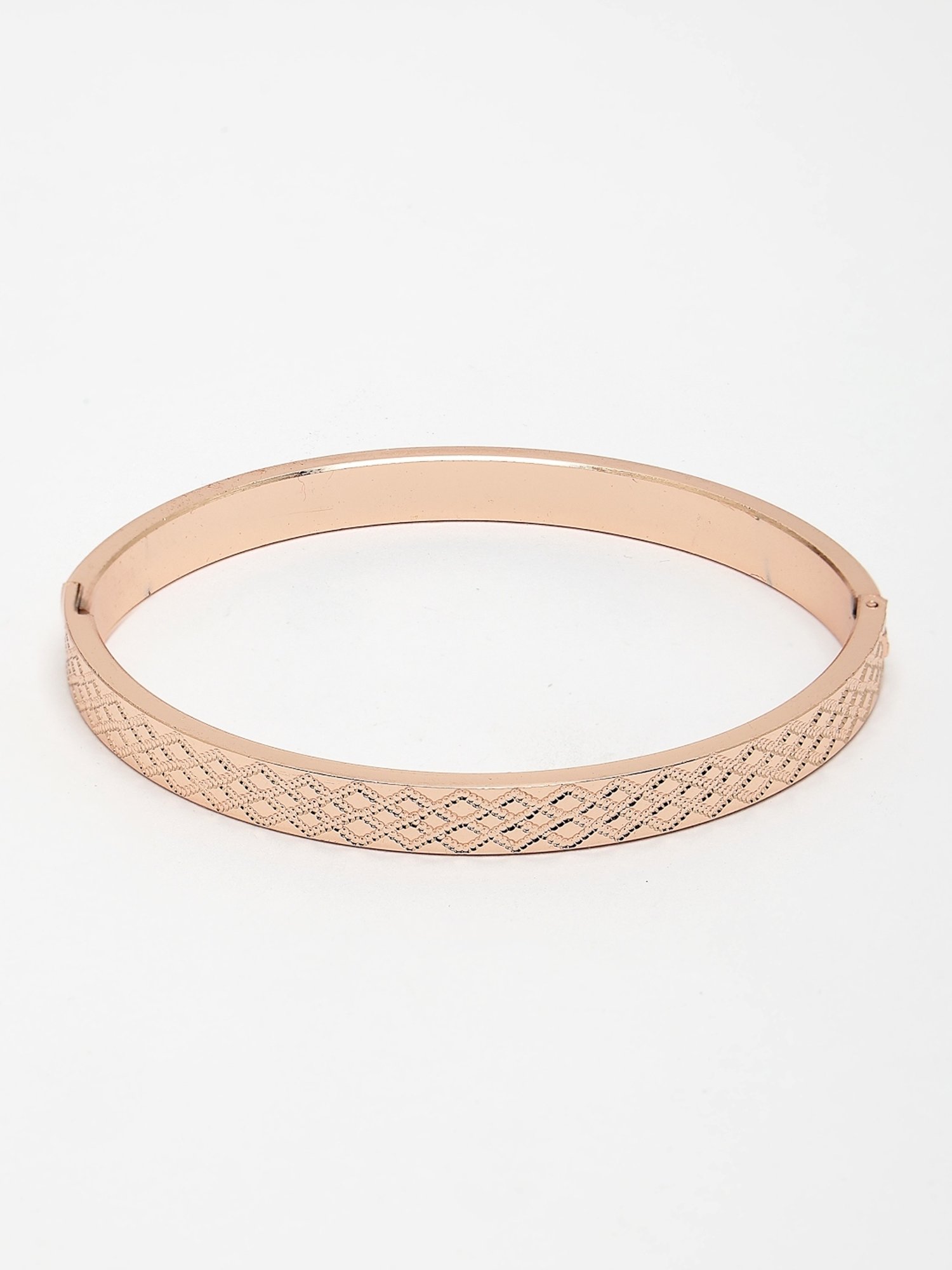 NVR Men Rose Gold Stainless Steel Kada Bracelet