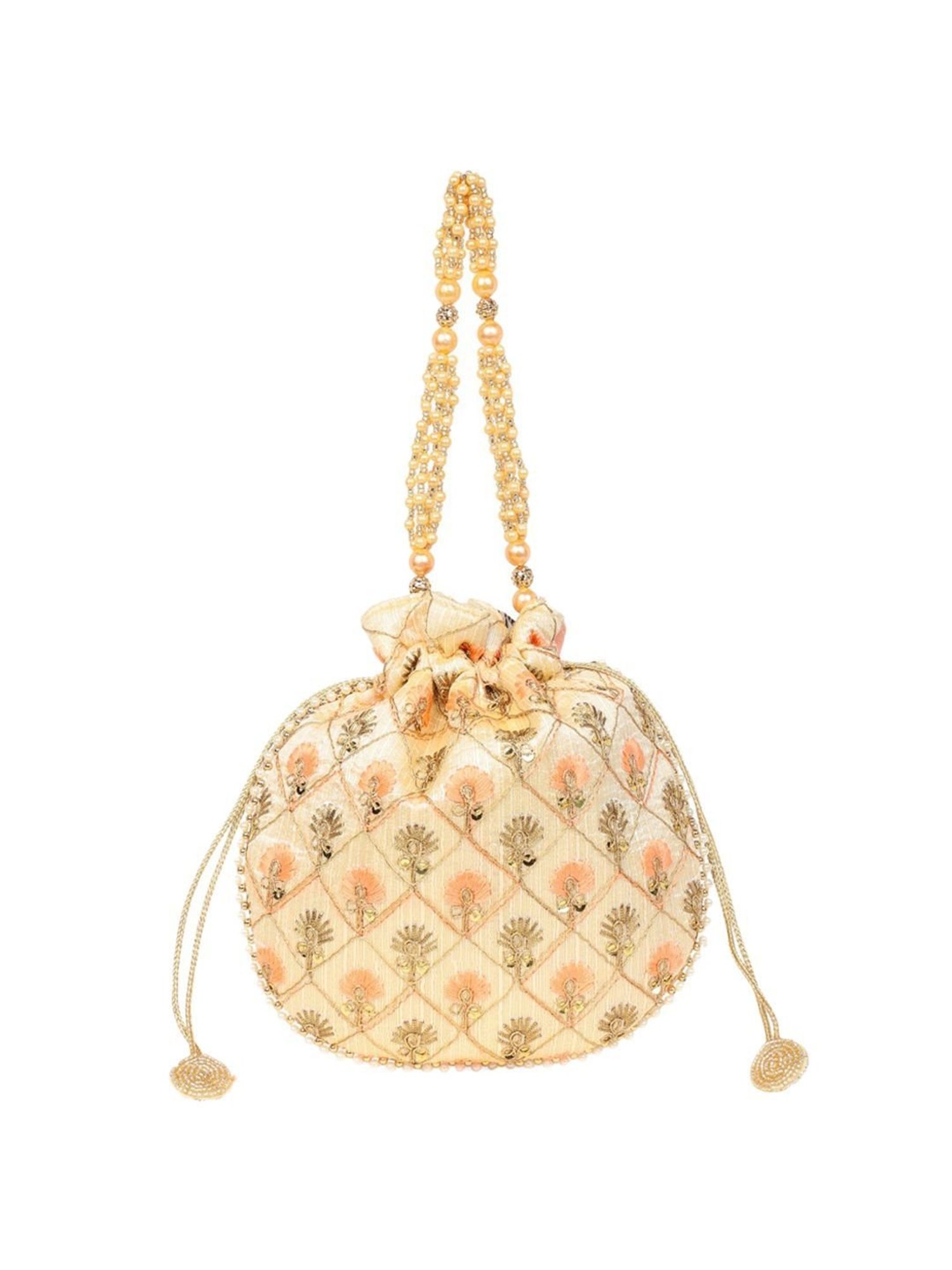 Lavie Beige & Peach Fabric Potli