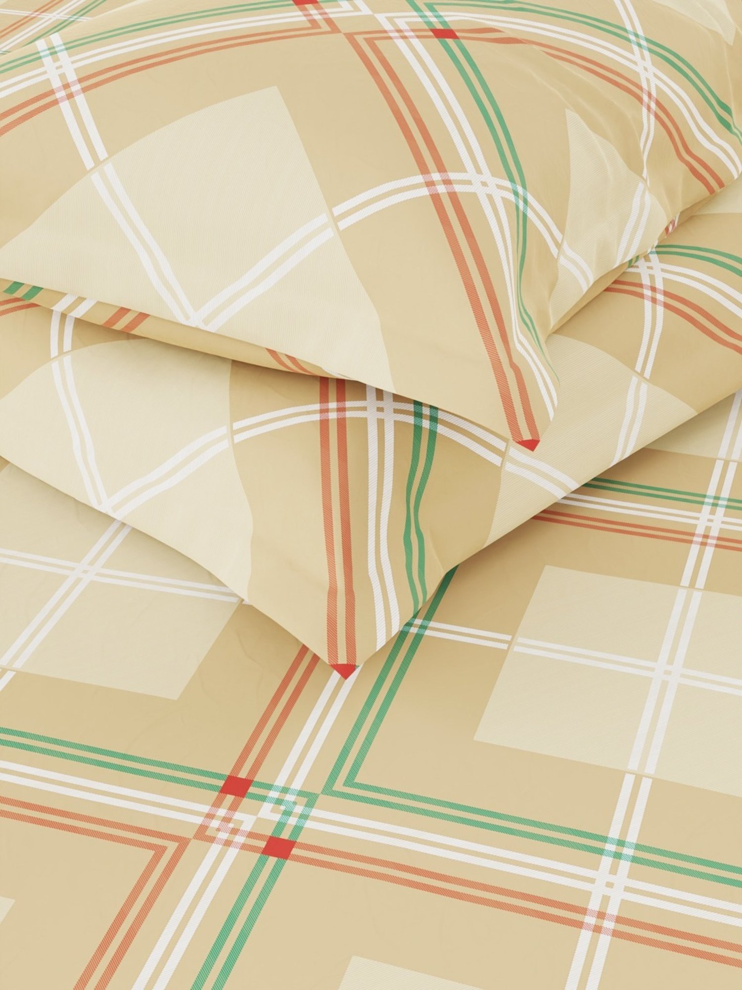 Nautica Bristol Checks Multicolor 150 TC King Bedsheet with 2 Pillow Covers