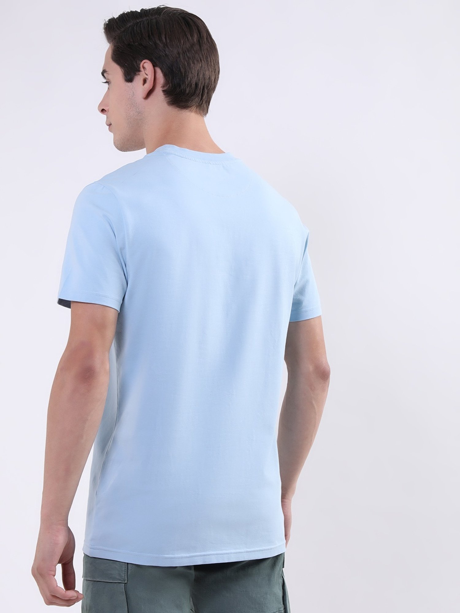 Iconic Sky Cotton Regular Fit Logo Printed T-Shirt