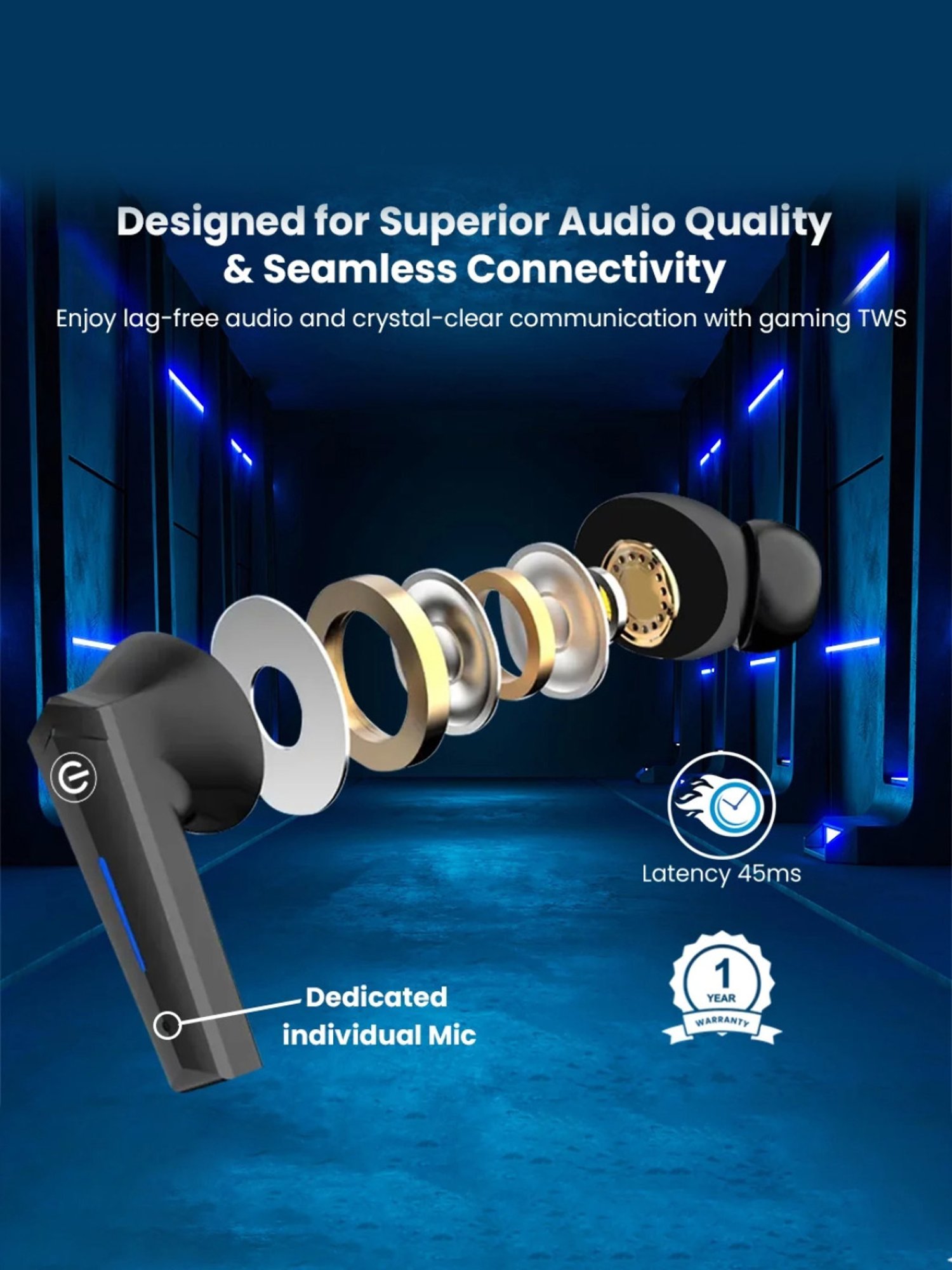 EVM TWS 03 In Ear Bluetooth Earbuds with Standby 100 Hrs (Black, True Wireless)