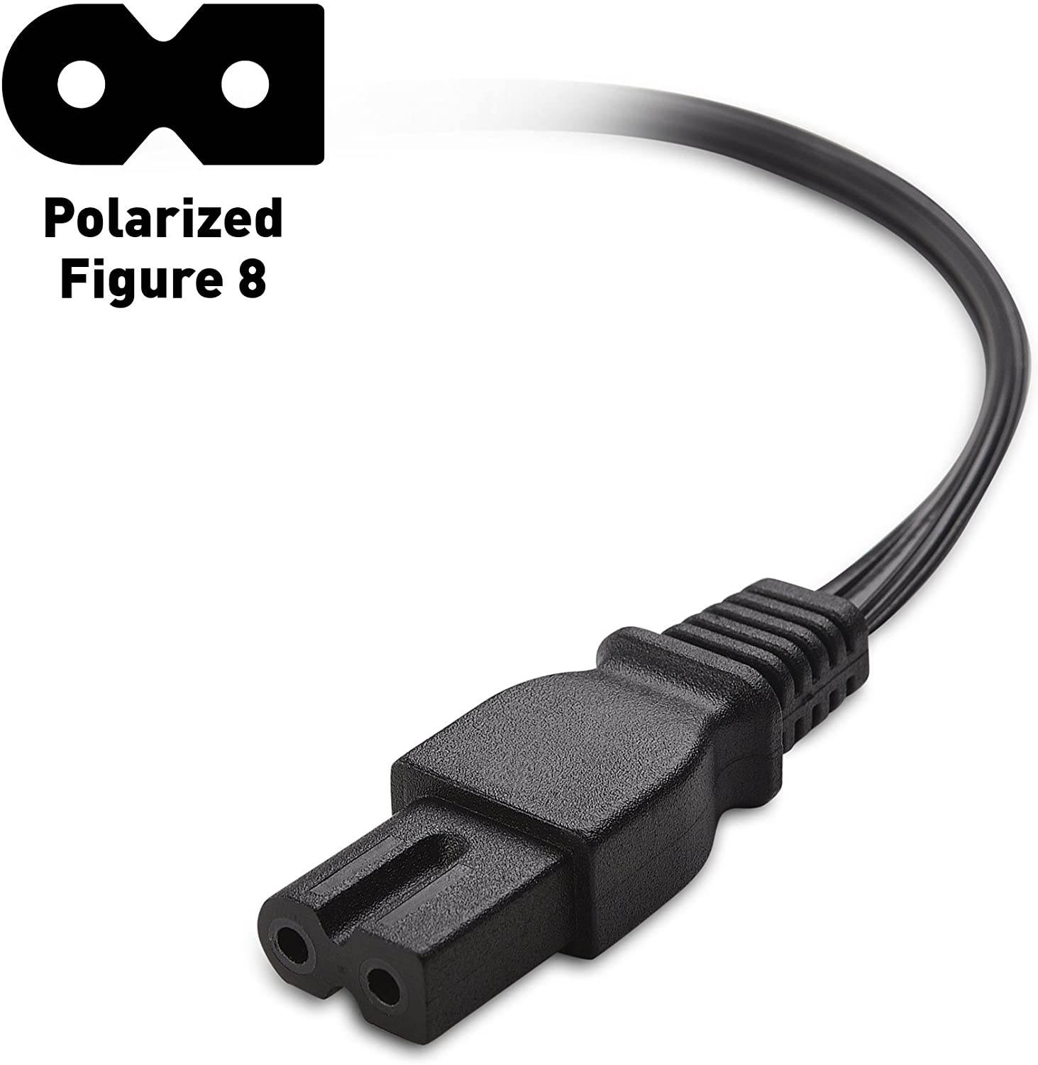 Cable Matters 2-Pack 2 Slot Polarized Power Cord (2 Slot Power Cable) 15 Feet (NEMA 1-15P to IEC C7)