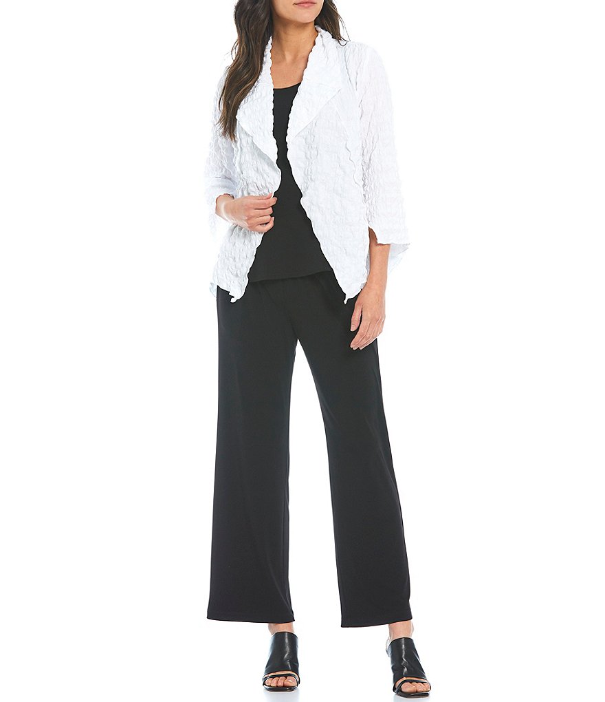 IC Collection Shawl Collar Open Front Asymmetric Hem 3/4 Sleeve Jacket