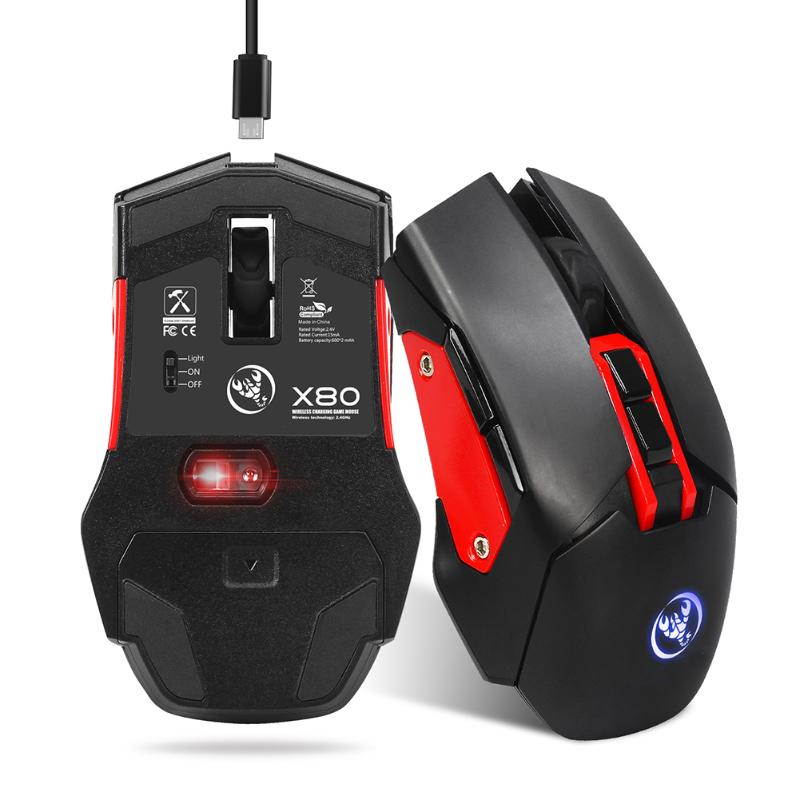 2.4GHz Wireless 5 Adjustable 1000/1600/2400/3200/4800 DPI Modes E-Sports 7 Buttons Colorful Backlight Gamers Gaming Mouse