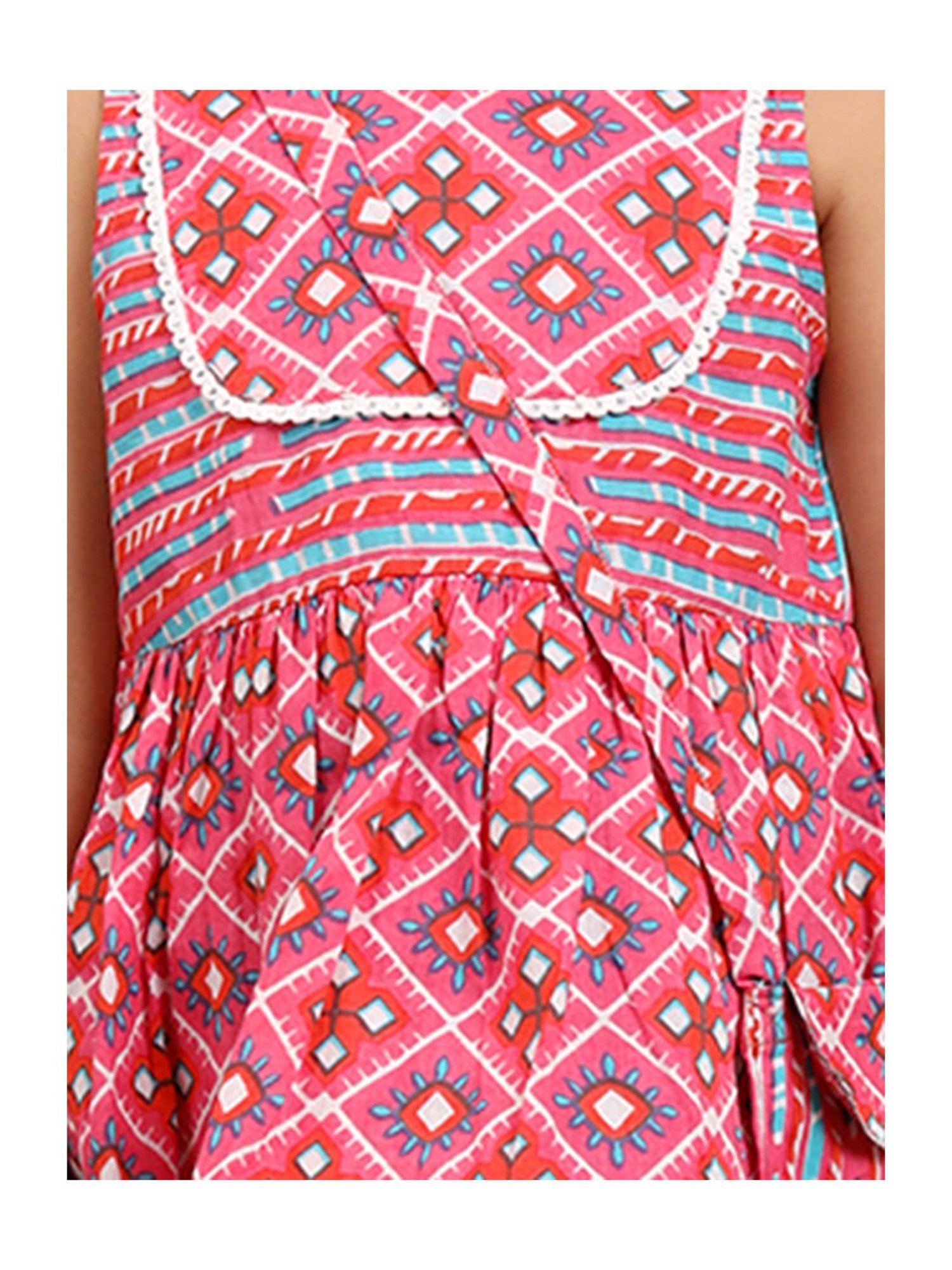 Budding Bees Girls Pink Printed Top, Sharara with Sling Bag