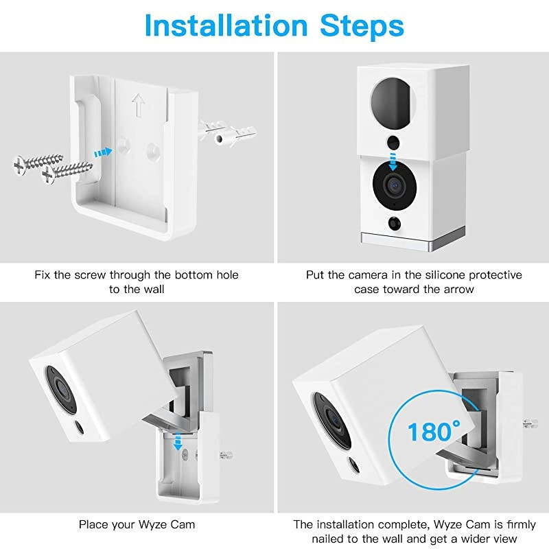 Silicone Skin for Wyze Cam Wyze Cam V2 - Come with Quick Wall Mount Bracket - Anti-Scratch Protective Cover - Extra Protect Wyze Camera (3 Pack, Black)