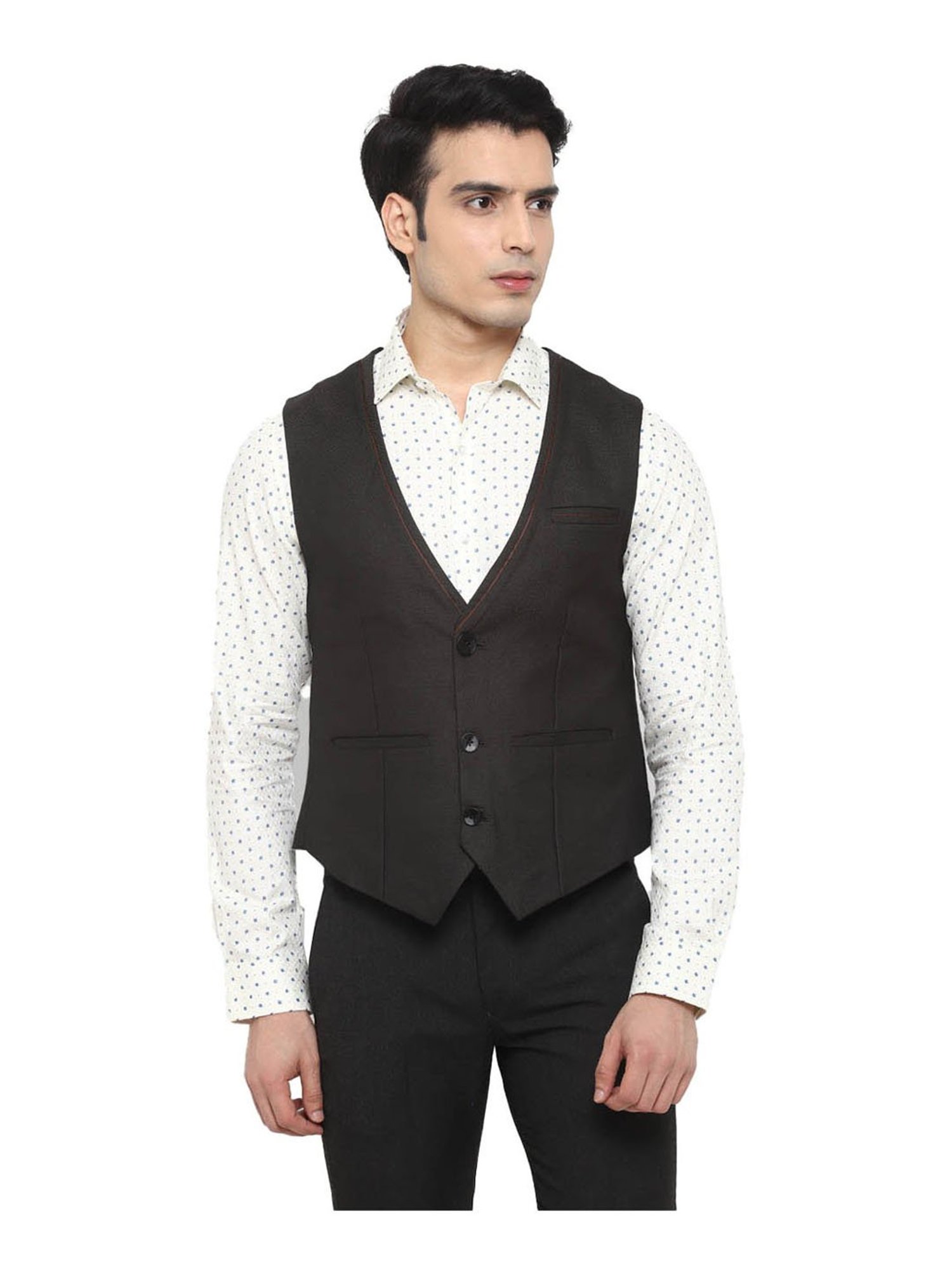 Turtle Black Regular Fit Waistcoat