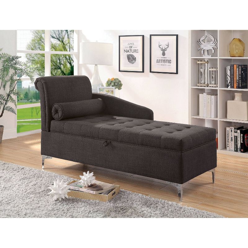 Pease Contemporary Faux Leather Upholstered Crystal Button Tufted Chaise Lounge White - Baxton Studio