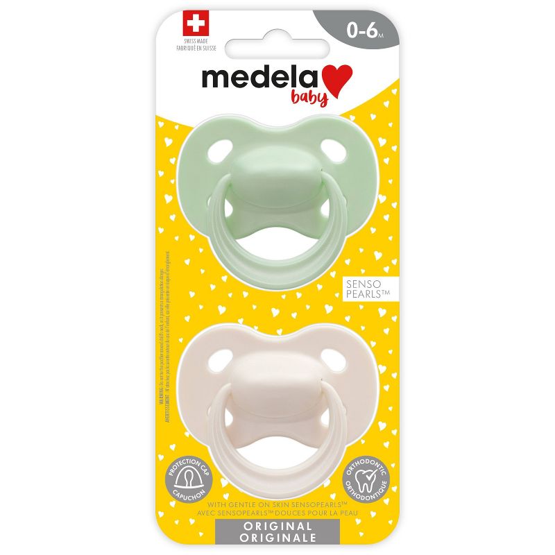 Medela Baby Original Pacifier - Green/Gray 0-6 Months 2pk