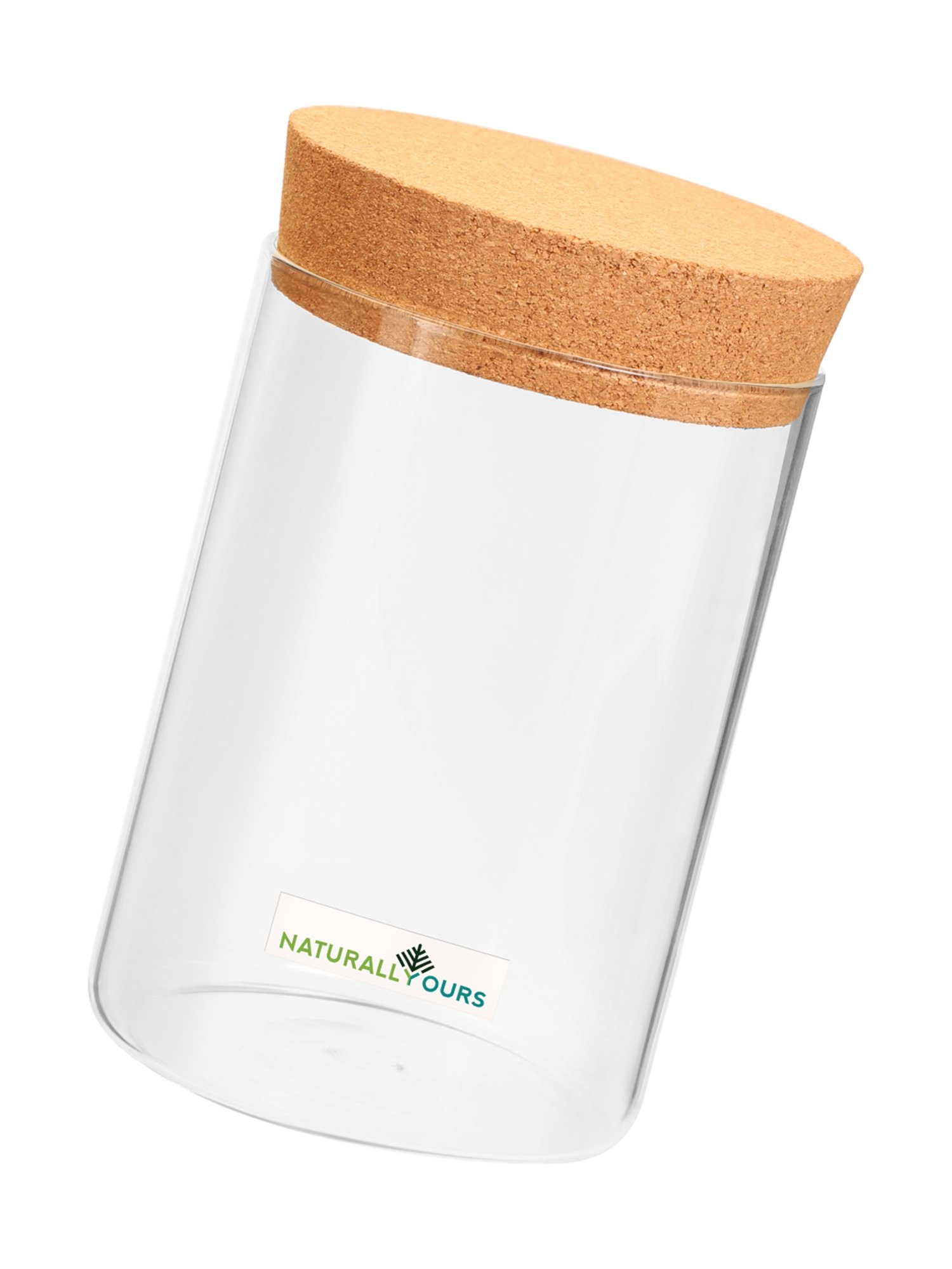 NATURALLYOURS Borosilicate Transparent Glass Storage Jars With Cork Lid - 920 ml