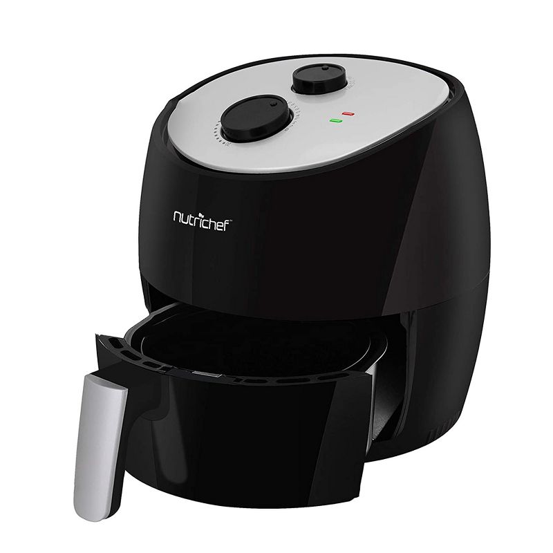 NutriChef PKAIRFR22 Kitchen Countertop Electric Air Fryer Oven Cooker with 3 Quart Cooking Basket and Automatic Shut off for Oil Free Healthier Food