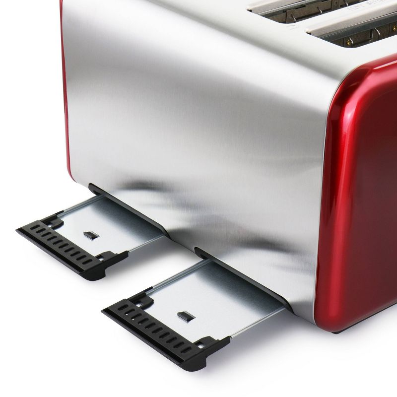 MegaChef 4 Slice Stainless Steel Toaster - Red