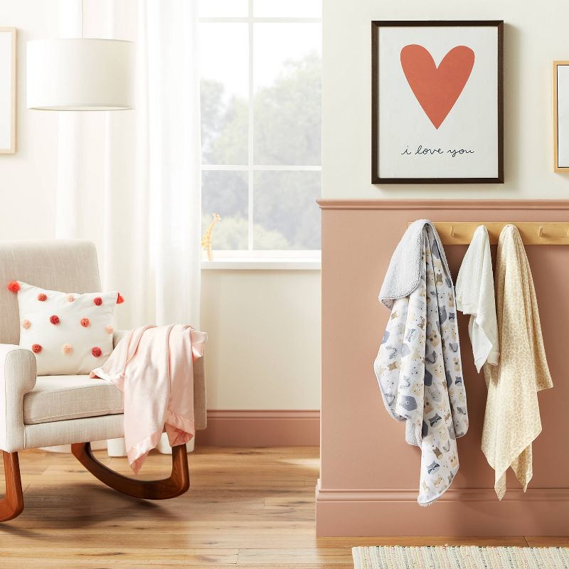 Plush Velboa Baby Blanket Woodland Animals - Cloud Island™ Gray