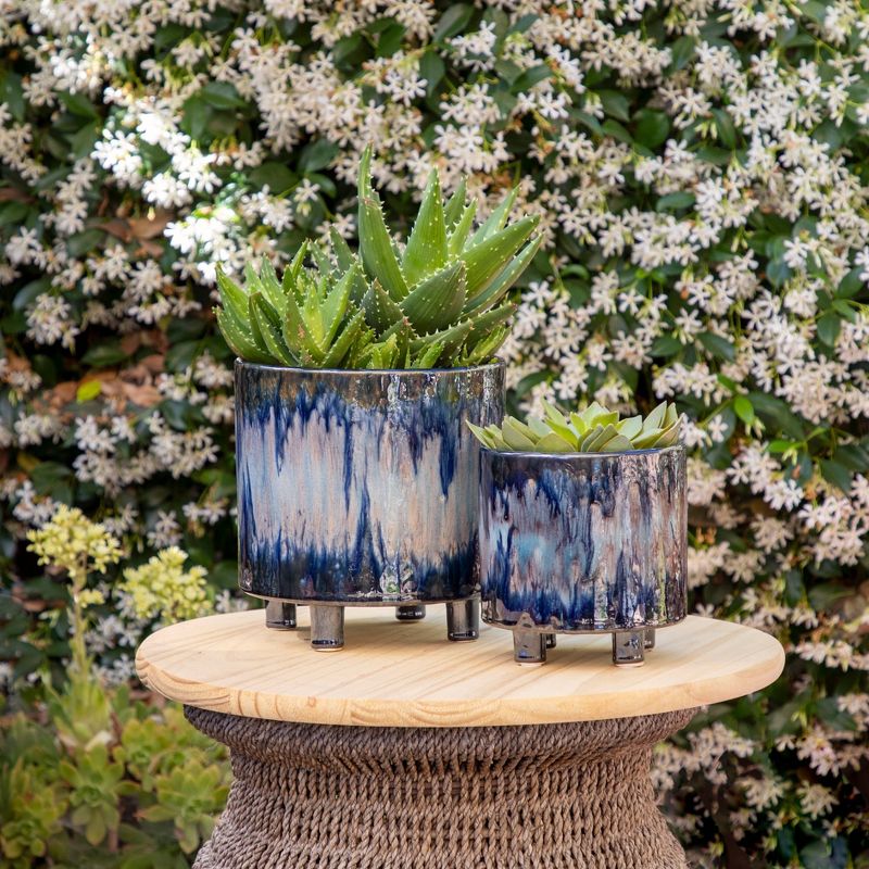 2pc Rainbow Ceramic Footed Planters - Sagebrook Home