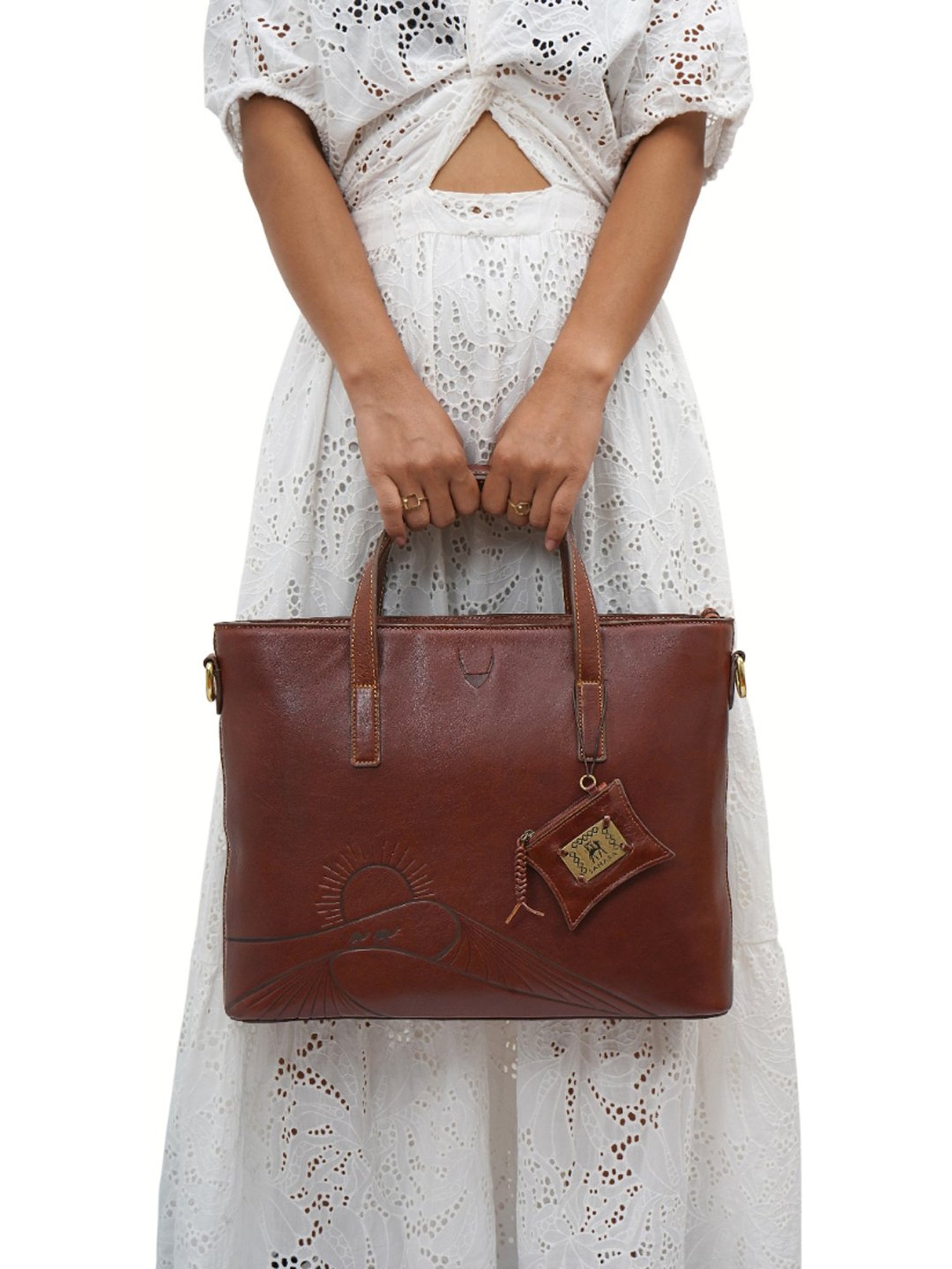 Hidesign SAHARA Tan Leather Large Laptop Messenger Bag