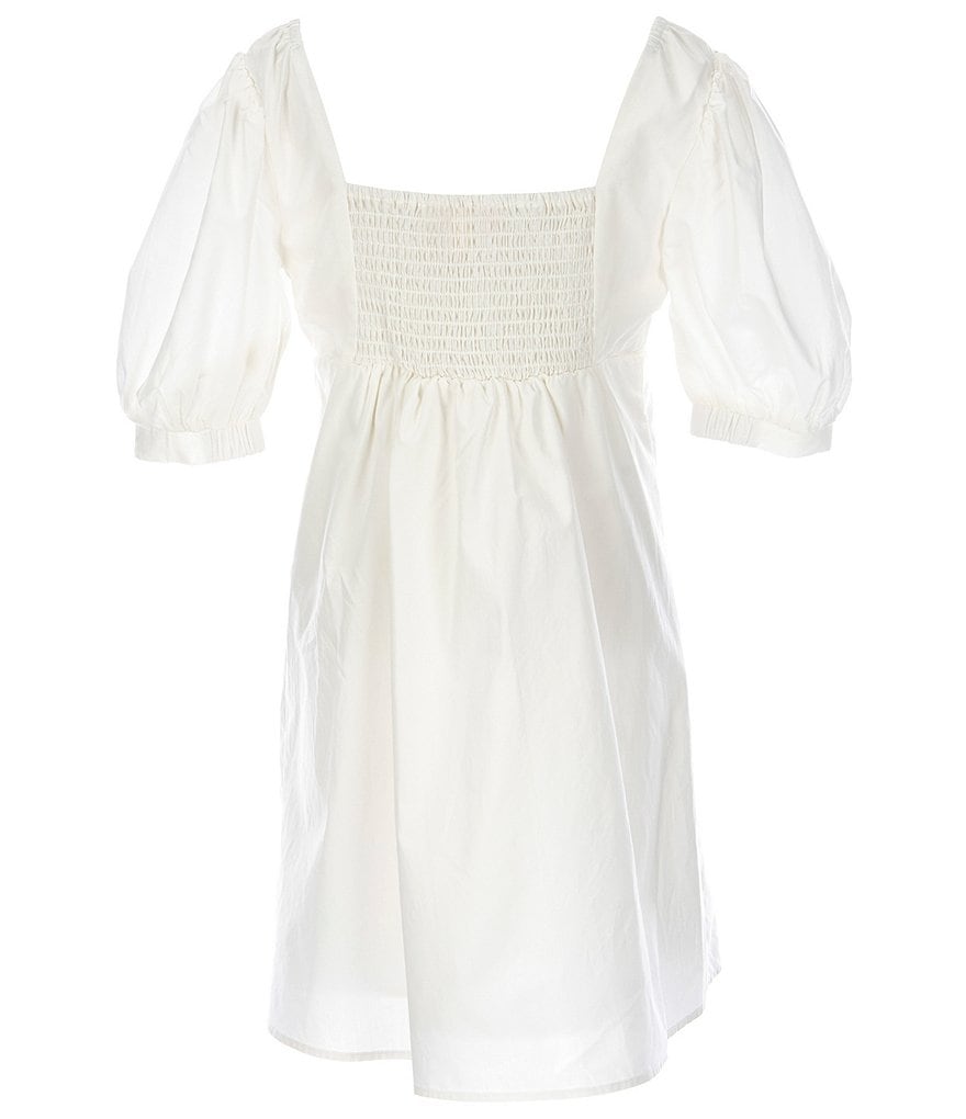 GB GB Girls Big Girls 7-16 Puff-Shoulder Poplin A-Line Dress