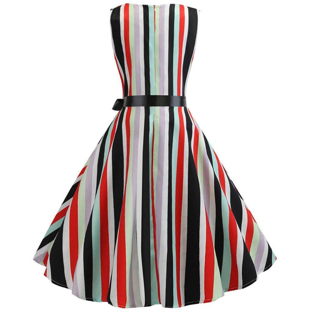 Prom Dresses for Women,Women Vintage 1950s Retro Print Sleeveless Casual Evening Party Prom Swing Dress