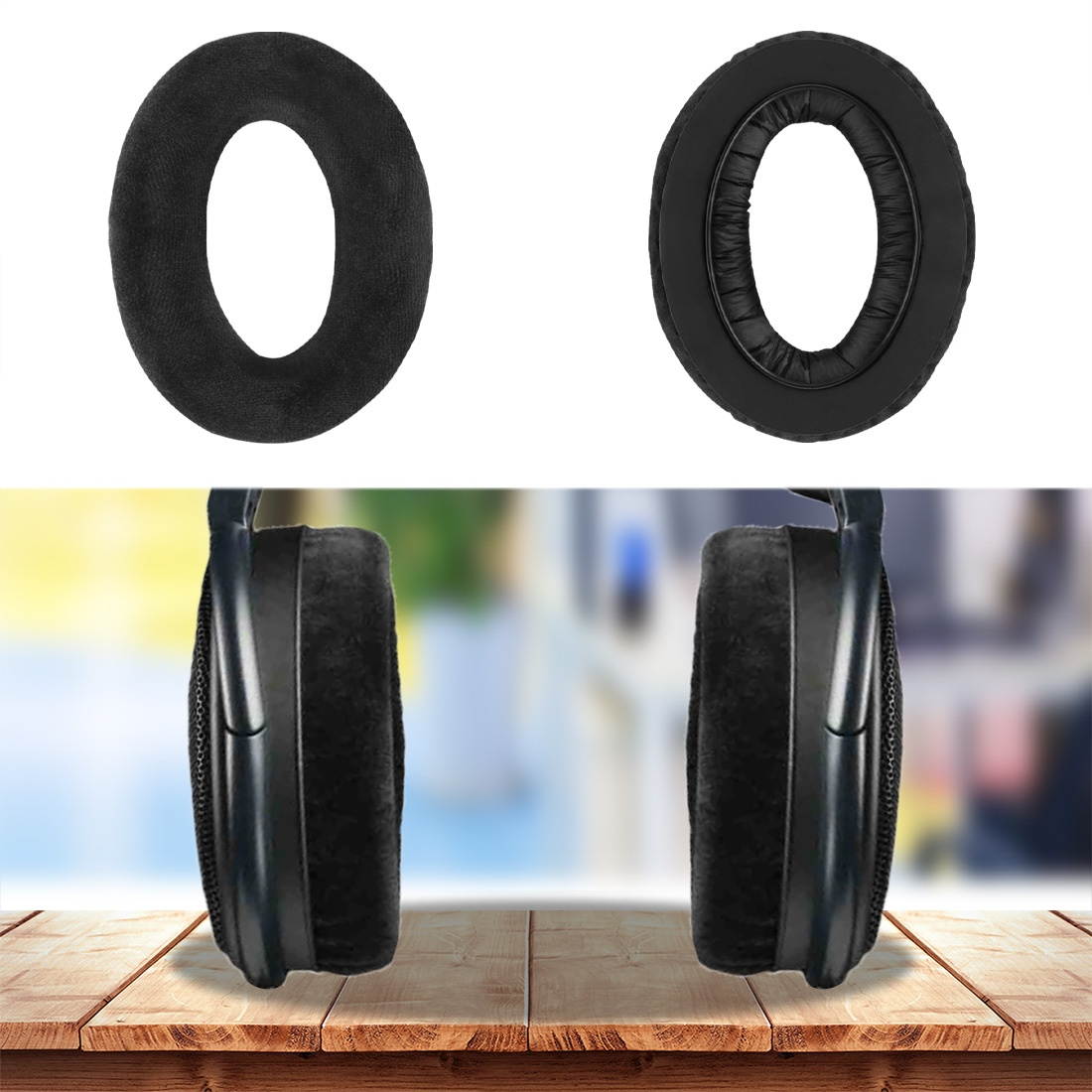 Geekria Comfort Velour Replacement Ear Pads for Sennheiser HD525, HD535, HD545, HD565, HD580, HD600, HD650 Headphones Earpads, Headset Ear Cushion Repair Parts (Black)