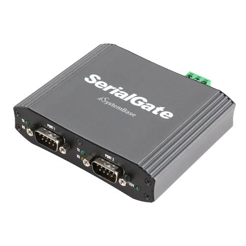 SystemBase - Serial(RS232/422/485) to Ethernet 2Ports Industrial Grade Device Server, DB9 Male Connector, Supports Modbus RTU/ASCII (SG-2021DIL/ALL)