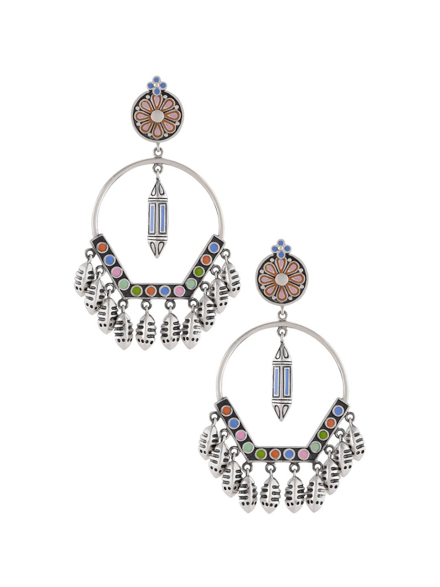 Tribe Amrapali Multi Chandrika Taveez Fish Dangler Earrings
