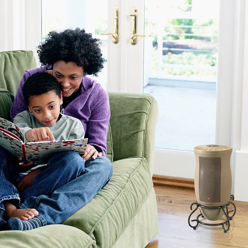 Lasko 6435 Designer Series 1500 Watt Decorative Base Oscillating Ceramic Space Heater, Tan