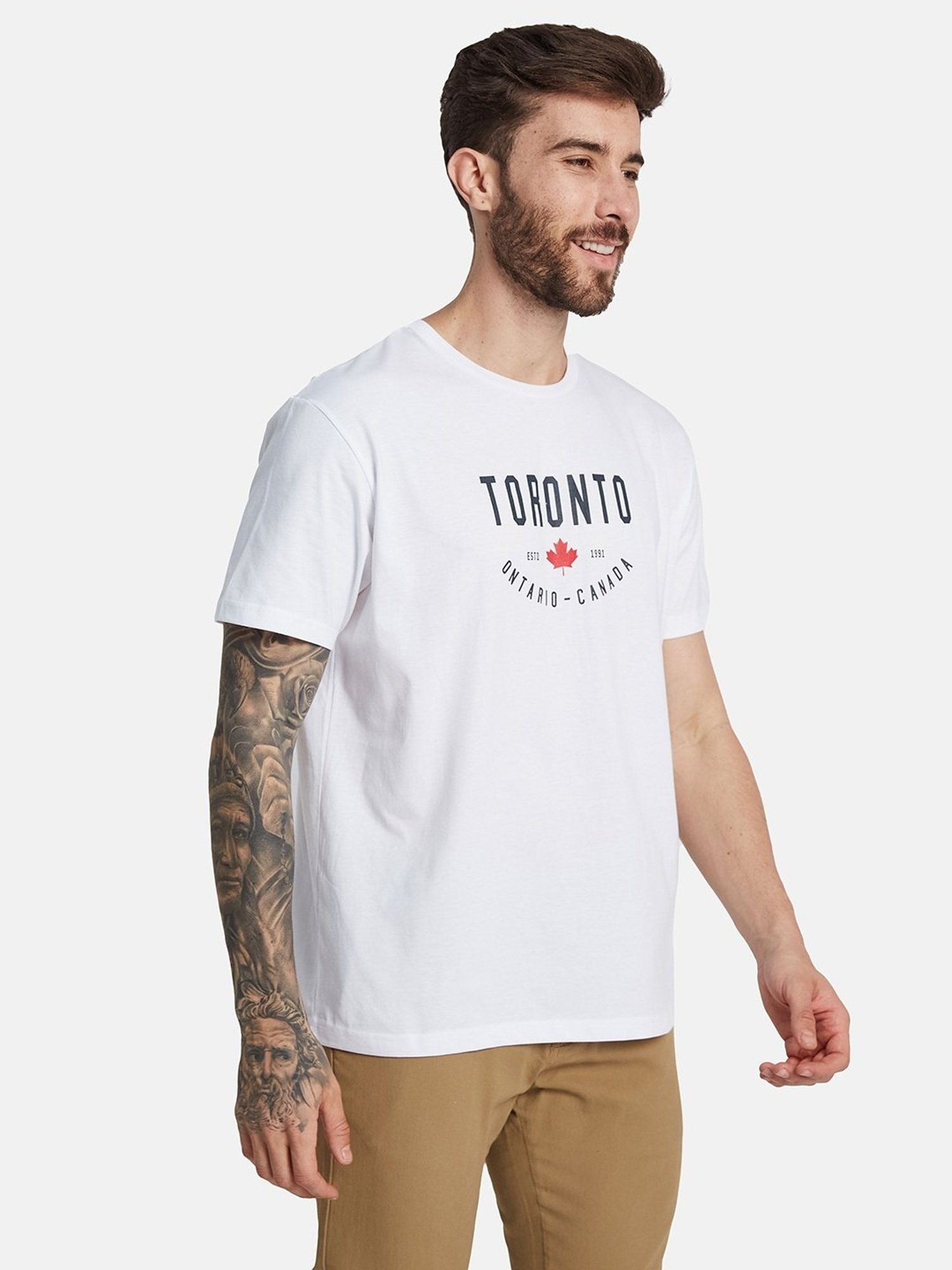 Octave White Regular Fit Printed T-Shirt