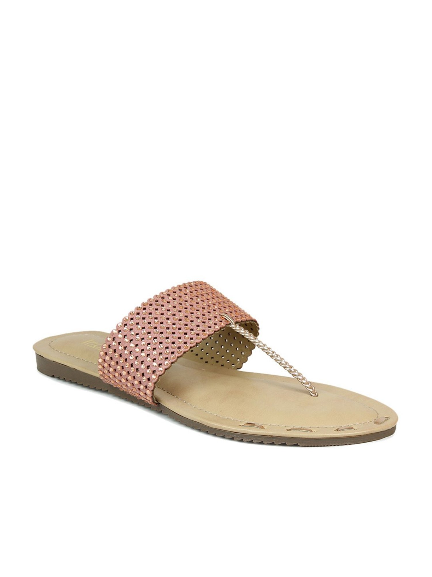 Inc.5 Women's Rose Gold T-Strap Sandals