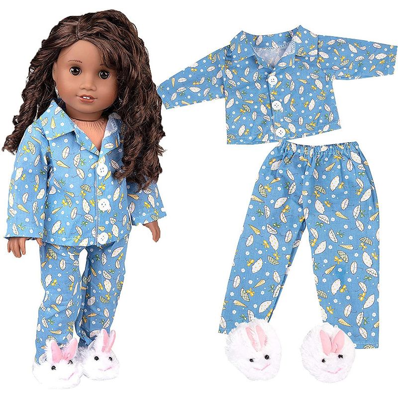 Dress Along Dolly Easter Bunny Blue Pajamas Outfit for American Girl Doll